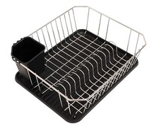 FurnitureXtra Stainless Steel Dish Drainer with Plastic Drip Tray and Cutlery Ho