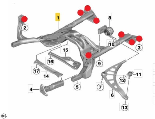 Complete front subframe - front,