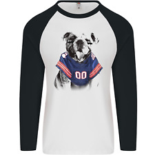 American Football Bulldog With Tattoos Mens L/S Baseball T-Shirt