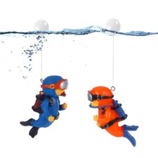 2 Pcs Fish Tank Decors Mini Aquarium Decor Floating Diver Figurines with Ball