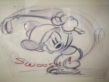 Disney Sketch Print Canine Caddy 1941 Animation Mickey Mouse Picture Golf SWOOSH