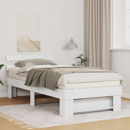 Bed frame white solid - solid, pine