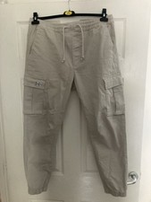 Zara Mens Elasticated Cargo Trousers. Size Large. BNWT. Never Worn. Grey.
