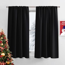 PONY DANCE Black Out Curtains 54 inch Long 2 Panels Set, Thermal Insulated Wi...