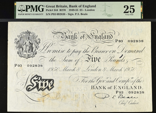 White five pound note - £5,