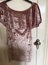 Ladies Pink Faux Velvet Dress