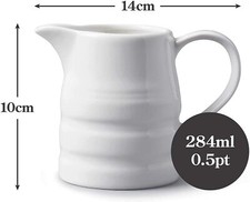 Churn Jug White Porcelain Milk, Gravy, Cream, Custard Jug, Small to Large