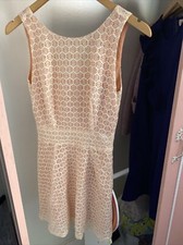 Louche Joy The Store Ami Dress Peach Lace Fit And Flare V Back Summer Occasion 8