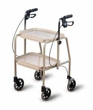 Handy Trolley With Brakes Carry Meals and Drinks Wheeled Tray Walker 2 Shelves 