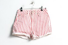 Topshop MOTO Womens Denim Striped Shorts Red - Size W28 (H7)
