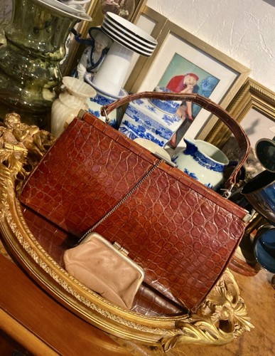 Vintage brown crocodile skin - vintage,