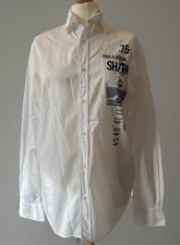 Men’s Paul & Shark White Yachting Shirt Size Small White With Navy Blue Text