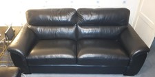DFS ALTO Comfortable 3 Seater 2 cushion Sofa in Black - Real Leather, nearly new