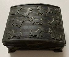 Vintage Metal Trinket Box With Scottie Dogs / West highland Terrier Decoration