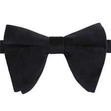 Black Bow Tie Plain Velvet Mens Casual Formal Pre-Tied Butterfly Bowtie by DQT
