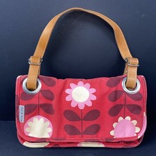 Orla Kiely Small Red & Pink Flower Stem Design Top Handle Canvas Bag PC