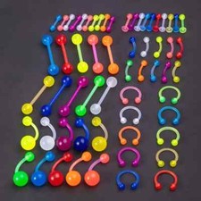 Glow In Dark Tongue Bar Nipple Barbell Ear New Eyebrow Tragus Plastic Bars UK