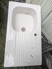 Rangemaster Rustic Kitchen Sink Single Bowl White Ceramic Inset Reversible Waste