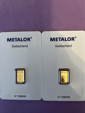 Metalor 999.9 24karrots Fine Gold Bar 1 gram SEALED