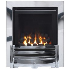 GAS FIRE CHROME SLIDE SIDE CONTROL INSET FULL DEPTH 4kw HIGH EFFICIENCY 86% BNIB