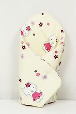 BABY SWADDLE WRAP SNUGGLE NEWBORN BLANKET PRAM QUILT SLEEPING BAG yellow kitty