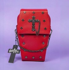 SMALL METAL CROSS COFFIN Red