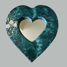 Vintage Wooden Heart Shaped Mirror