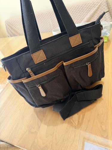 Black corduroy tote - corduroy, bag