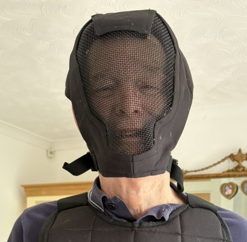 Black paintball fencing mask - paintball,