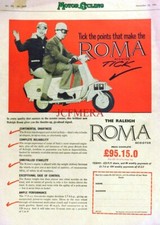RALEIGH 'ROMA' 78cc Motor Scooter Original 1961 Advert : 669/92