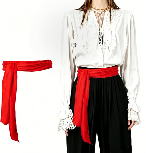 Satin pirate red - pirate, sash