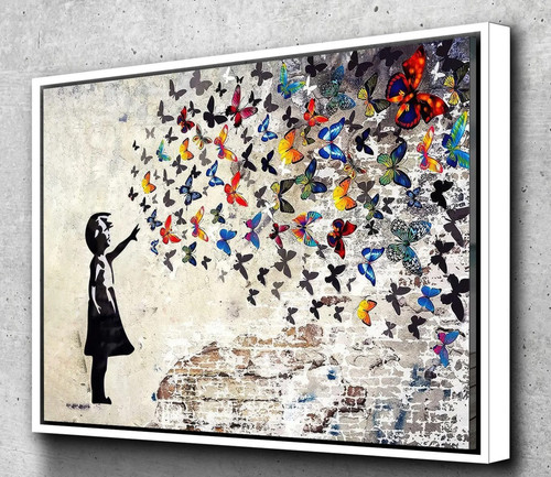 Banksy butterfly girl graffiti - butterfly,