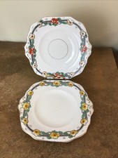 Pair of Antique 1920s, Wetley China ‘Anemones’ Cake or Sandwich Serving Plates