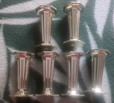 VINTAGE HEXAGONAL CAKE PILLARS BRITISH MADE x 6 GOLD TONE 3"