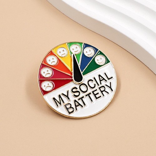 Social battery pin brooch - social, mood