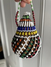 African Zulu Tribal Handcrafted Beaded Gourd with Stopper