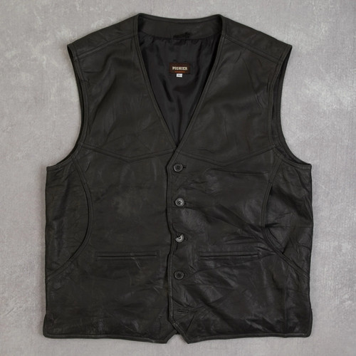 Vintage leather gilet vest - leather,