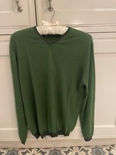Mens TSE Green V Neck Cashmere Jumper M