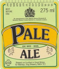 BEER BOTTLE LABEL - WATNEYS BREWERY - PALE ALE (A)