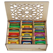 Twinings Tea Bag Sampler Variety with White Wooden Organizer (60 Count)