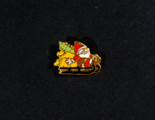 Vintage Santa / Father Christmas On Sleigh Festive Pin Badge 