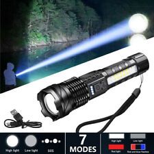 15000000LM Tactical LED Flashlight Rechargeable Zoom Lamp Torch 3 Color Light