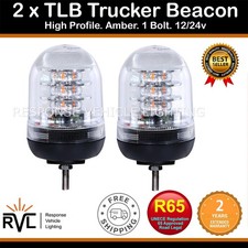 2x Clear Lens LED Amber Flashing Safety Bolt On Beacon Light Strobe 12V-24V R65