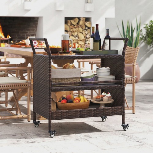 Rattan bar cart - rattan, 3-tier