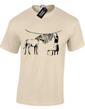 ZEBRA BANKSY MENS T SHIRT FUNNY GRAFFITI STREET ARTIST URBAN GIFT PRESENT IDEA