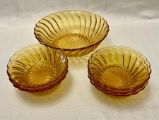 Vintage 7pc Bagley Amber Glass