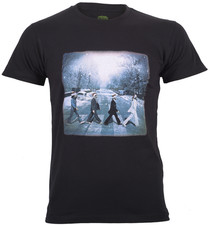 Official The Beatles T Shirt Abbey Road Christmas Holidays Black New S To 2XL