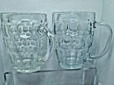 Pub Dimpled Glass Pint Mugs x2