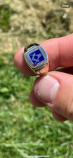 9ct gold vintage secret masonic swivel enamel ring