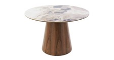 DFS Terzo Ceramic Marble Effect & Walnut Round Dining Table RRP £549